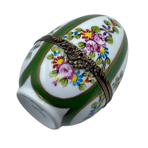 Vintage Limoges France Peint Main Large Easter Egg Flower Trinket Box Ltd Edt - Picture 6 of 10